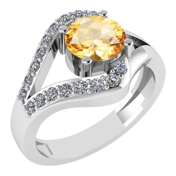 Certified 1.07 Ctw Citrine And Diamond VS/SI1 Halo Ring