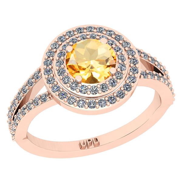 Certified 1.14 Ctw I2/I3 Citrine And Diamond 10K Rose G