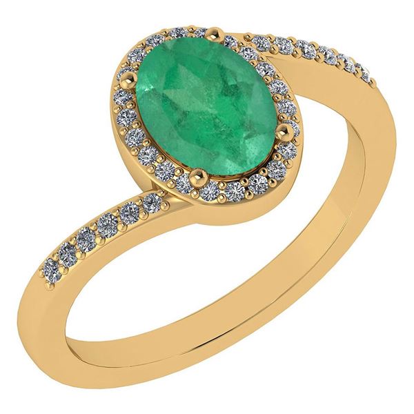 Certified 1.44 Ctw Emerald And Diamond 14k Yellow Gold