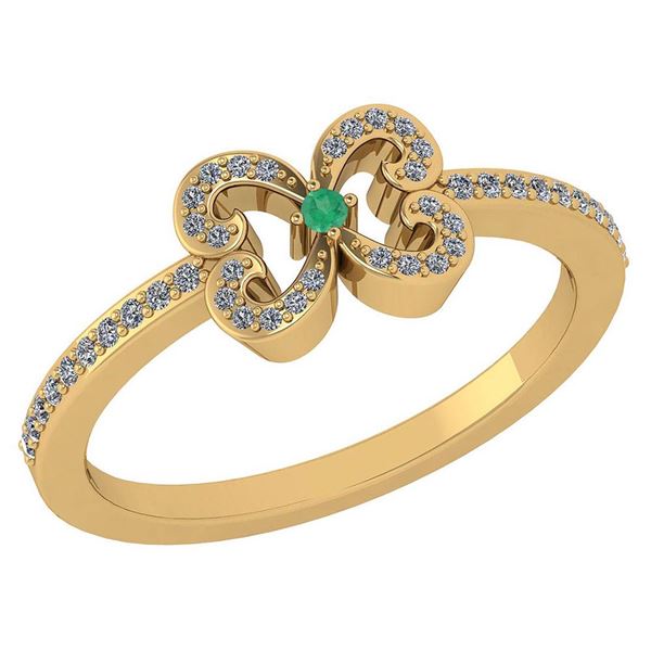 Certified 0.24 Ctw Emerald And Diamond 14k Yellow Gold