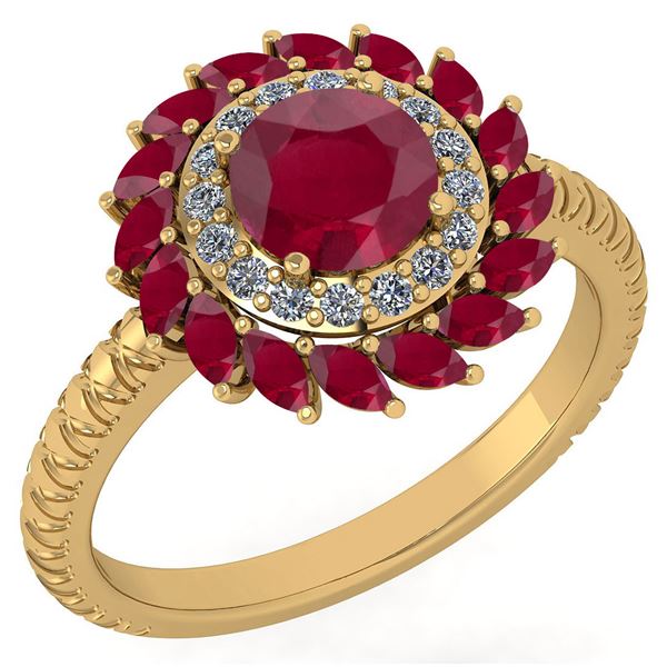 Certified 2.40 Ctw Ruby And Diamond VS/SI1 Halo Ring 14