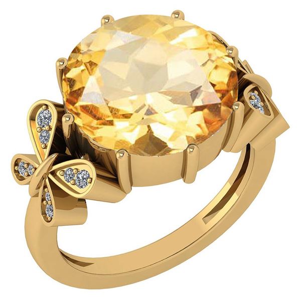 Certified 6.20 Ctw Citrine And Diamond VS/SI1 Ring 14K