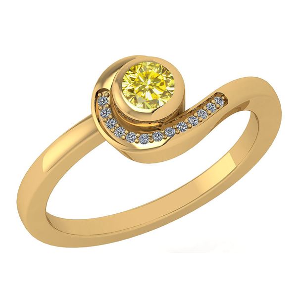 Certified 0.31 Ctw Treated Fancy Yellow Diamond 14K Yel