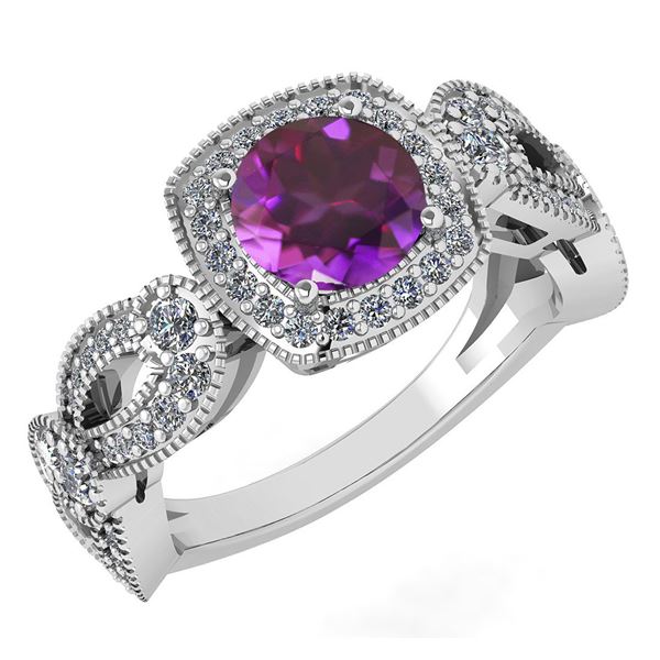 Certified 1.83 Ctw Amethyst And Diamond Wedding/Engagem