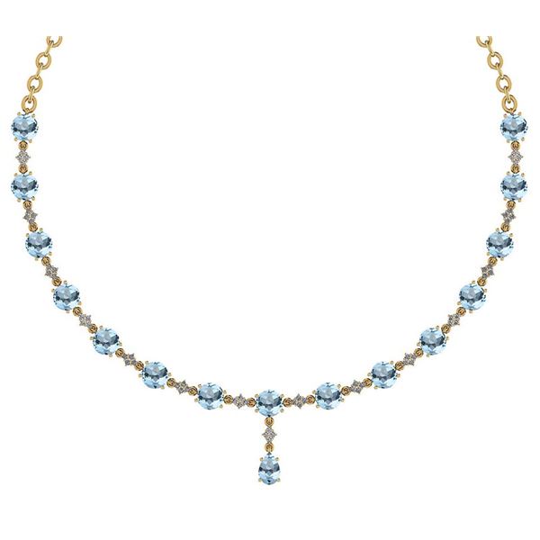 Certified 21.10 Ctw Aquamarine And Diamond Necklace For