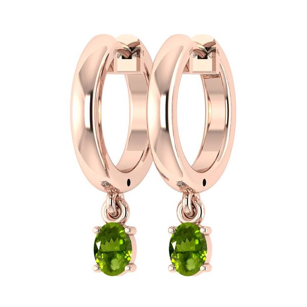 Certified 0.50 Ctw Peridot Hoop Earring 18K Rose Gold M