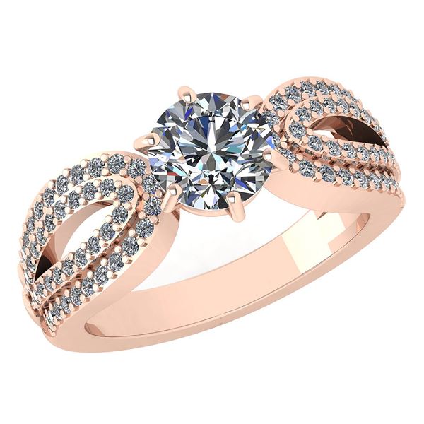 Certified 1.71 Ctw Diamond Wedding/Engagement 18K Rose