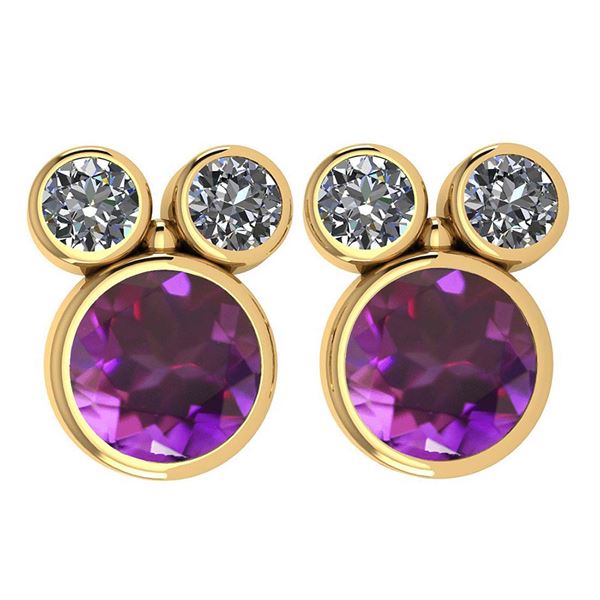 Certified 3.14 Ctw Amethyst And Diamond VS/SI1 Earrings