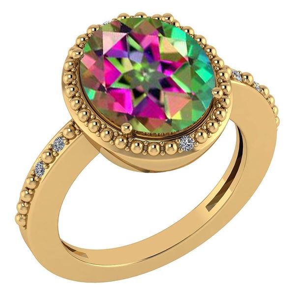 Certified 2.56 Ctw Mystic Topaz And Diamond VS/SI1 Ring