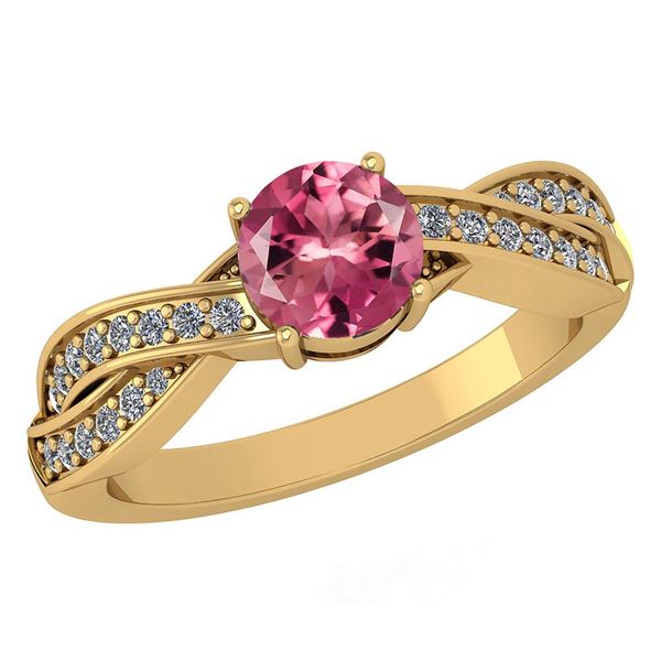 Certified 1.05 Ctw Pink Tourmaline And Diamond 14K Yell