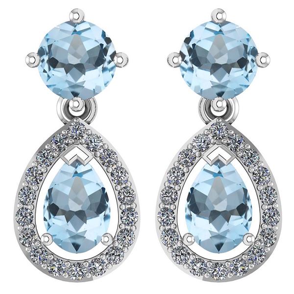 Certified 2.19 CTW Aquamarine And Diamond 14k White Gol