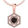 Certified 0.69 Ctw Smoky Quarzt And Diamond 14k Rose Go