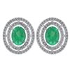 Certified 3.12 Ctw Emerald And Diamond 18K White Gold H