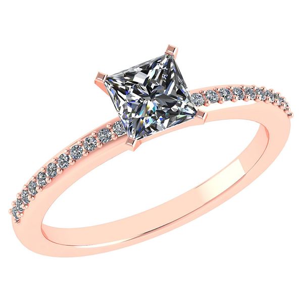 Certified 0.86 Ctw Diamond 18k Rose Halo Gold Ring