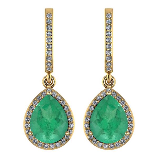 Certified 4.35 Ctw Emerlad And Diamond Wedding/Engageme