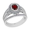 Certified 1.59 Ctw I2/I3 Garnet And Diamond 14K White G