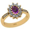 Certified 1.23 Ctw I2/I3 Amethyst And Diamond 10K Yello