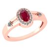 Certified 0.65 Ctw Ruby And Diamond 14k Rose Gold Halo