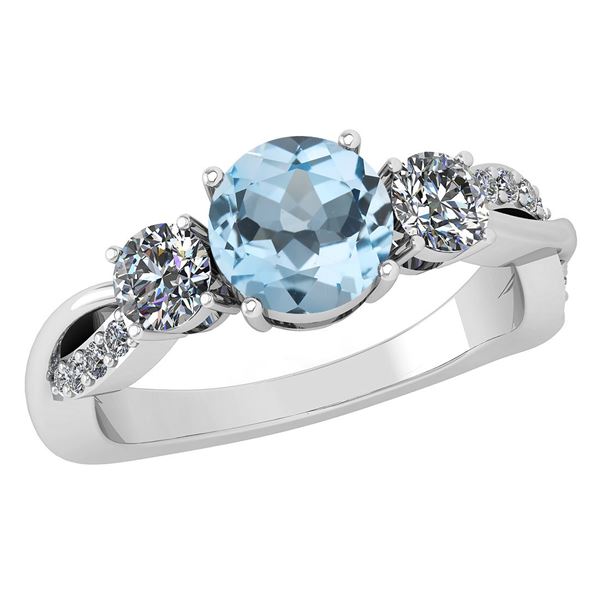 Certified 1.86 Ctw Blue Topaz And White Diamond VS/SI1