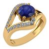 Certified 1.04 Ctw Blue Sapphire And Diamond Wedding/En
