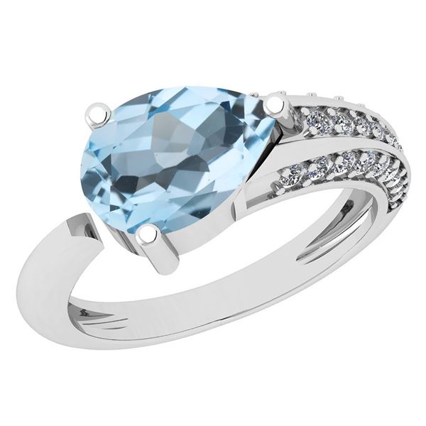 Certified 1.54 Ctw Blue Topaz And White Diamond VS/SI1