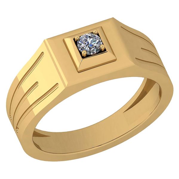 Certified 0.15 Ctw Diamond VS/SI1 Mens Band Ring 18K Ye