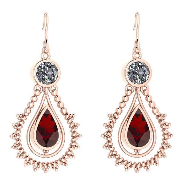 Certified 5.18 Ctw Garnet And Diamond SI2/I1 Dangling E