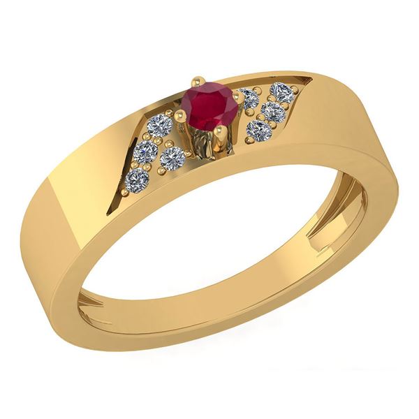 Certified 0.19 Ctw Ruby And Diamond 18K Yellow Gold Hal