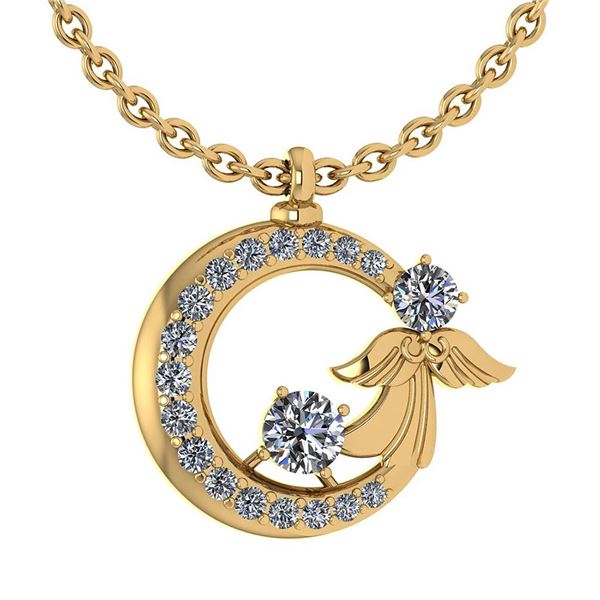 Certified 1.14 Ctw Diamond Tiny Angel Necklace For wome