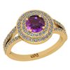 Image 1 : Certified 1.14 Ctw I2/I3 Amethyst And Diamond 10K Yello