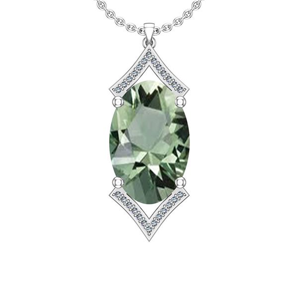 Certified 13.92 Ctw I2/I3 Green Amethyst And Diamond 14