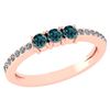 Certified 0.23 Ctw Fancy Blue Diamond 18k Rose Halo Gol