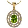 Image 1 : Certified 1.56 Ctw Peridot And Diamond 18K Yellow Gold