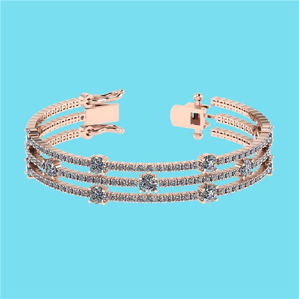 Certified 6.52 Ctw SI2/I1 Diamond 14K Rose Gold Bracele