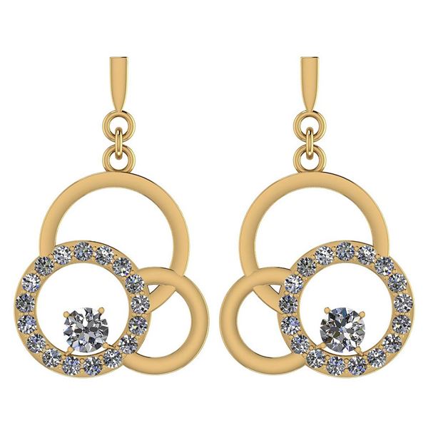 Certified 0.34 Ctw Diamond VS/SI1 Earrings 18K Yellow G