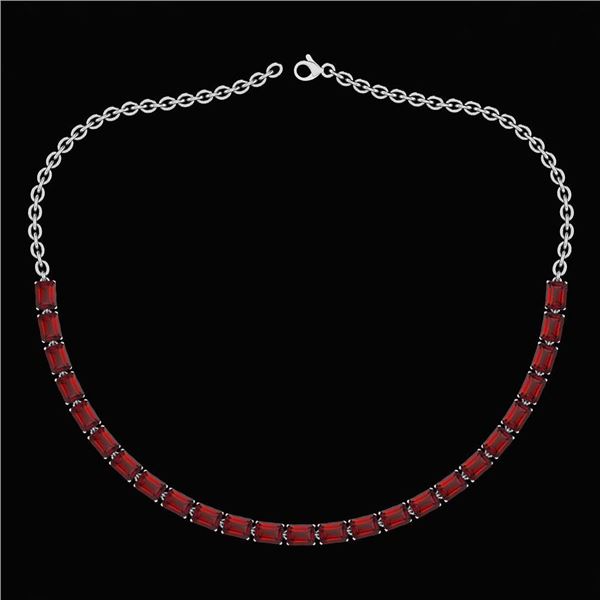 Certified 12.50 Ctw Garnet Emerlad Cut Shape Necklace F