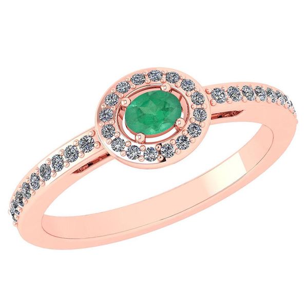 Certified 0.29 Ctw Emerald And Diamond 14k Rose Gold Ha