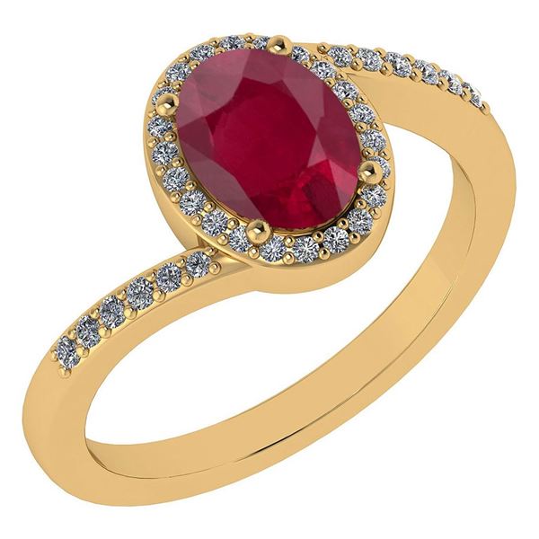 Certified 1.44 Ctw Ruby And Diamond 14k Yellow Gold Hal