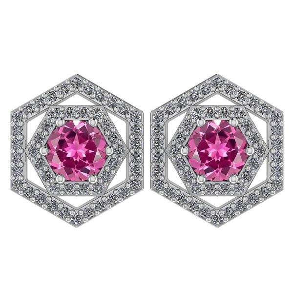 Certified 1.38 Ctw Pink Tourmaline And Diamond 18k Whit