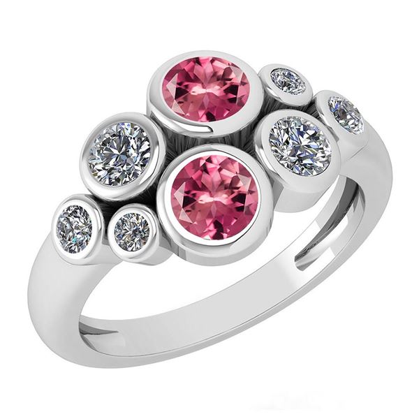 Certified 1.16 Ctw Pink Tourmaline And Diamond 14k Whit