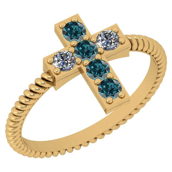 Certified 0.40 Ctw SI2/I1 Treated Fancy Blue & White Di