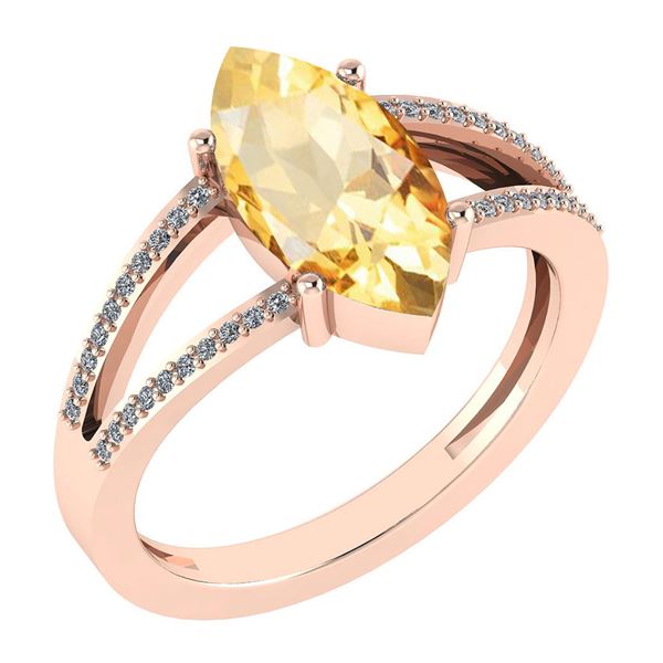 Certified 2.20 Ctw Citrine And Diamond VS/SI1 Ring 14K