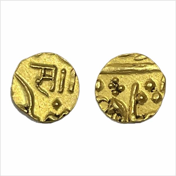 Baroda, Sayaji Rao II (1819-1847 AD), Gold 1/5 Mohur, 2.12g, ND scimitar to right of Jalus; Nagari S