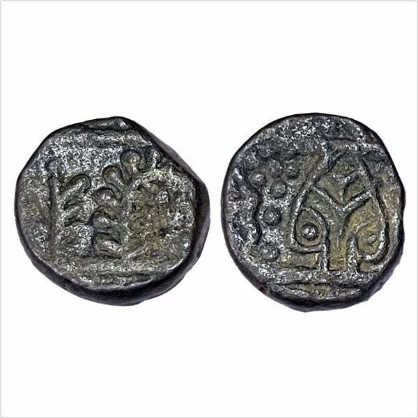 Jhabua State, Gopal Singh (VS1897-1952/1840-1895AD), Copper Paisa, Obv: Stylised Leaf and Branch, Re