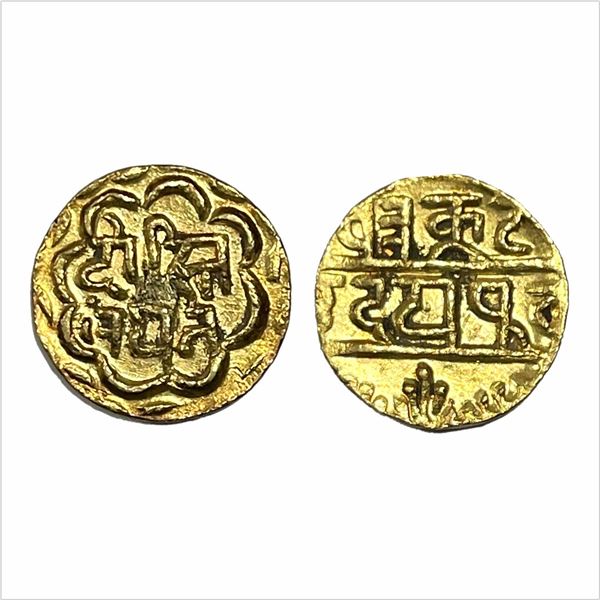 Mewar-Udaipur, swarupshahi series, Gold ½ mohur, 5.47g, struck at Udaipur Mint.