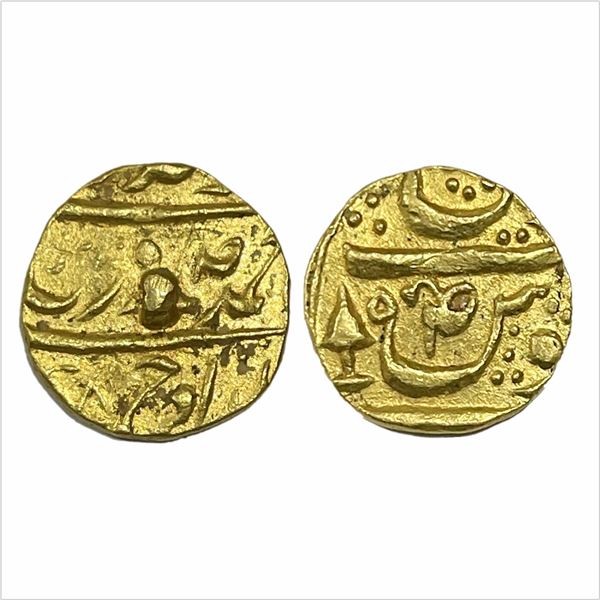 Patiala, Bhupinder Singh (1900-1937 AD), Gold 2/3 mohur, 7.57g, in the name of Ahmad Shah Durrani, V