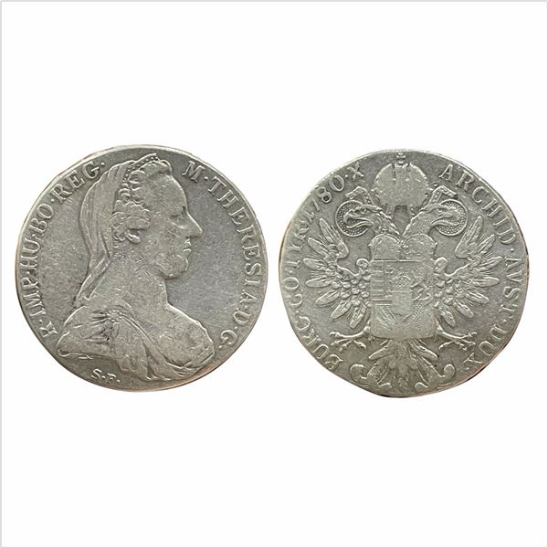 Austria-Burgau, Maria Theresa (1740-1780 AD), Silver thaler, 27.82g, AD 1780, S.F. Mint mark, KM 22.