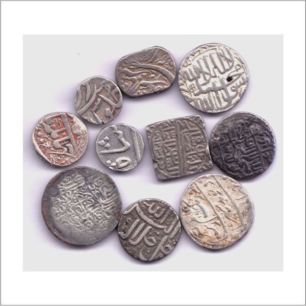 Mughals, Assorted lot of (7) Silver Rupee including (1) Humayun shahrukhi , Akbar, Jahangir, Aurangz