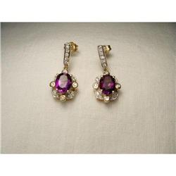 14K YG Diamond Amethyst Filigree Drop Earrings #2015904