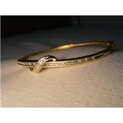 Rare Estate 14K YG Gold Diamond Swirl Bangle #2015906